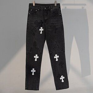 Chrome Hearts Black and White Cross Embroidered Applique